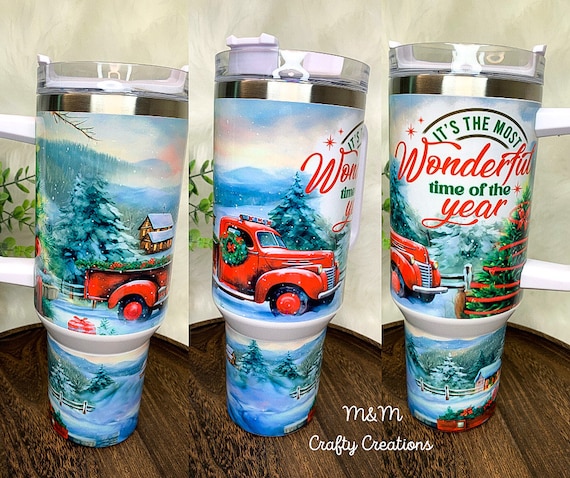 Christmas 40-ounce Tumbler, Most Wonderful Time Christmas 40-ounce Tumbler,  Insulated Tumbler, Custom Tumbler, Insulated Tumbler With Handle 