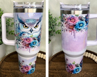 40 oz Tumbler with Handle - Wolf and Sunflowers — Wichita Gift Company