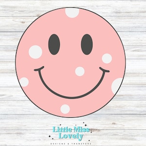 Pink Polka Dots Smile Face Png Bundle, Smile Faces Png, Happy Face PNG, Groovy Png, Retro Png, Smile PNG, Sublimation Designs, DTF Designs