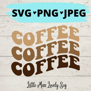 Café Café Café Svg / Café Svg / Texto ondulado SVG / Retro Svg / Retro Café Svg / Boho Café Svg / Cafeína Svg / Amante del café Svg