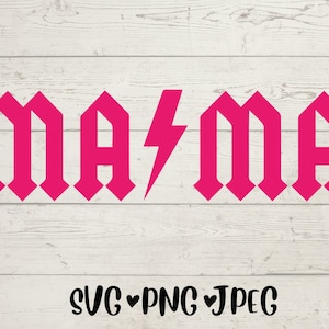 MAMA Blitzschlag SVG | Mama Herz | Blitz Bolt | Rocker Mom SVG | ACDC Mama Clipart | Mama SVG | Mama Png | Muttertag geschnitten Datei | Rock'n'Roll svg