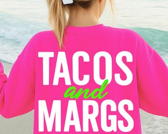 Tacos and Margs PNG: Retro Cinco de Mayo Shirt Design (Digital Download