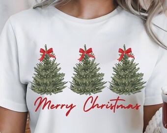 Kokette Weihnachtsbaum PNG: Rote Schleife Vintage Design (Digitaler Download)