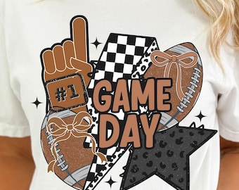 Game Day Football Mama PNG: Leopard Coquette Bow Sublimation Design (Digital Download)