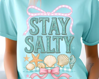 Stay Salty PNG, Coastal Seashells Png, Starfish PNG, Preppy Summer Shirt Png, Beach Png, Cute Beachy Vibes, Coquette Beach Png, Ocean Png