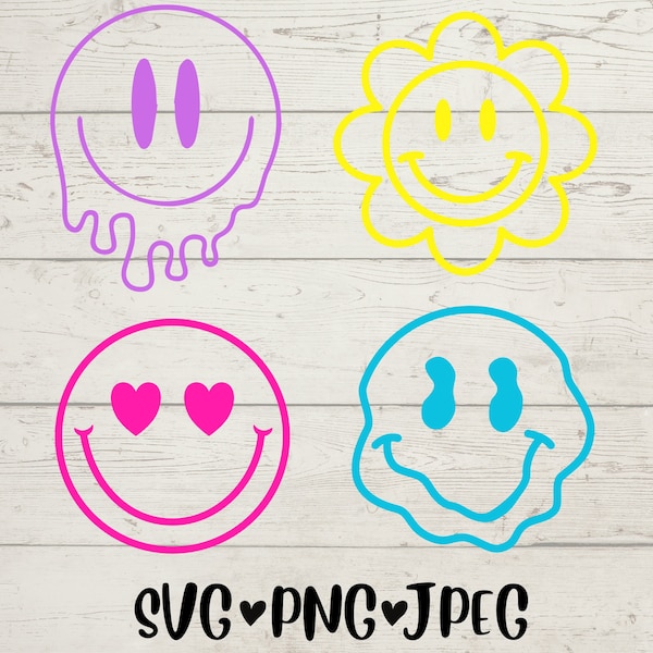 Smile Face Svg Bundle | Smile Faces Svg | Happy Face Svg | Groovy Svg | Retro Svg | Smile Svg | Emoji Svg | Drippy Smile Face| Daisy Smile