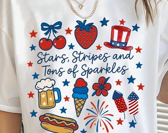 Retro 4th of July PNG: Stars, Stripes & Sparkles - Patriotic Summer Design (Digital Download)