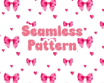 Coquette Pink Bows & Hearts Seamless Pattern (Digital Download)