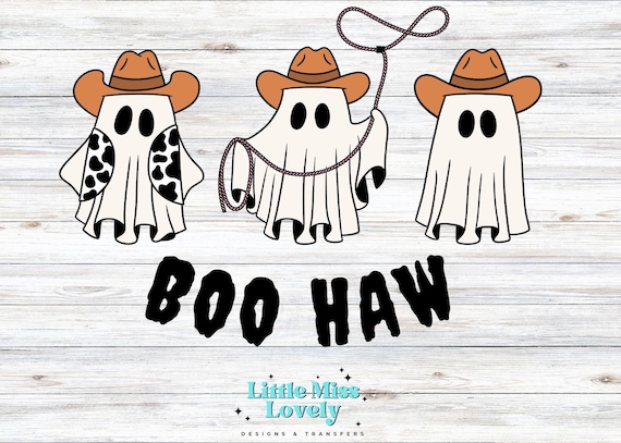 Western Ghost PNG: Cowboy Hat, Halloween Sublimation (Digital Download)