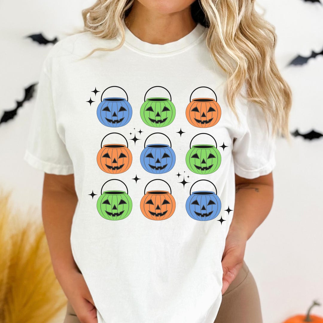 Retro Halloween Pumpkin Buckets PNG: Trick or Treat Design (digital ...