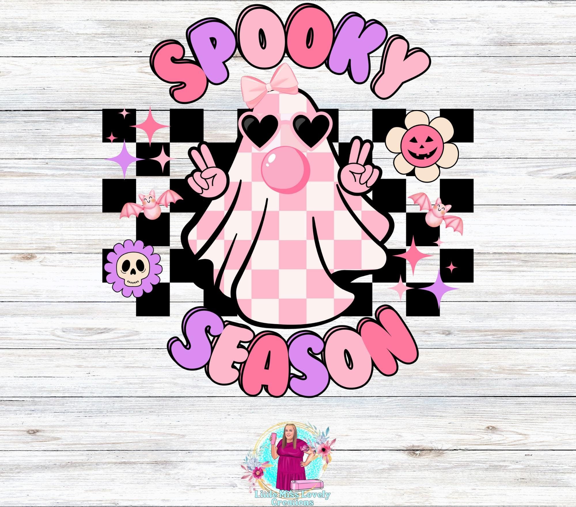 Checked Ghost Retro Pink Checkered Ghost PNG: Spooky Season Digital Download - Etsy