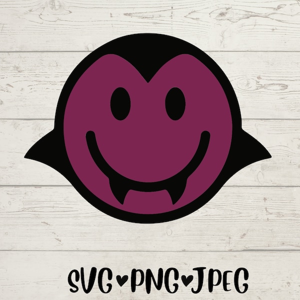 Vampire Smile Face Svg | Dracula Smile Face | Vampire Svg | Vampire Png | Halloween Svg | Smile Face Svg | Retro Halloween | Spooky Vibes