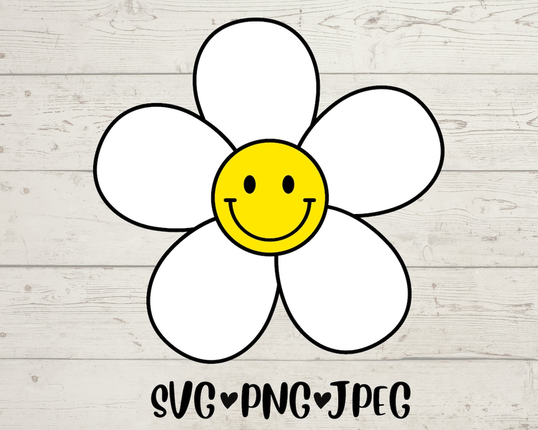 Daisy Happy Face Svg | Flower Svg | Daisy Clipart | Spring Daisy Svg ...
