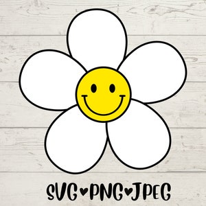 Daisy Happy Face Svg / Fiore Svg / Daisy Clipart / Spring Daisy Svg / Smile Face / Spring Svg / Retro Daisy Svg / Daisy Png / Daisy Png
