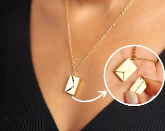 Personalised Eternal Envelope Necklace, Letter Necklace, Hidden Love Letter, Custom Engraving Necklace, Engraved Jewellery, Wedding Jewelry