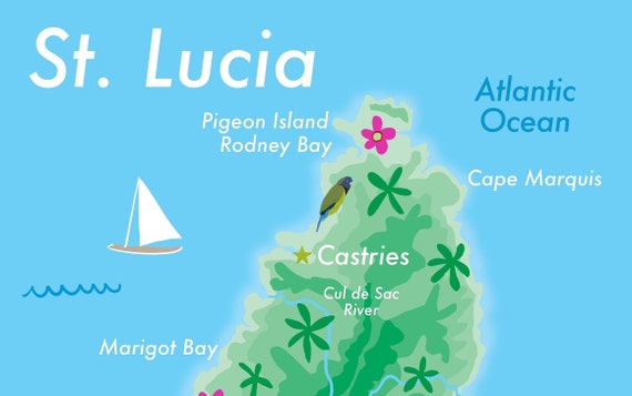 St Lucia Illustrated Map print - Il 570xN.4090376047 9usa