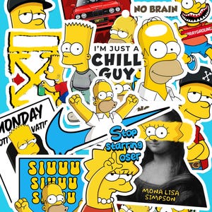 Cute Simpsons Stickers | Pack of 12 | Funny Cartoon Vinyl Decals | Aesthetic Waterproof Laptop and Journal Stickers | Trendy Sticker Pack