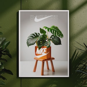 Monstera Nike Plant Printable Wall Art, Sneaker box Poster, Minimalist Hypebeast Shoe poster, Wall decor, DIGITAL DOWNLOAD