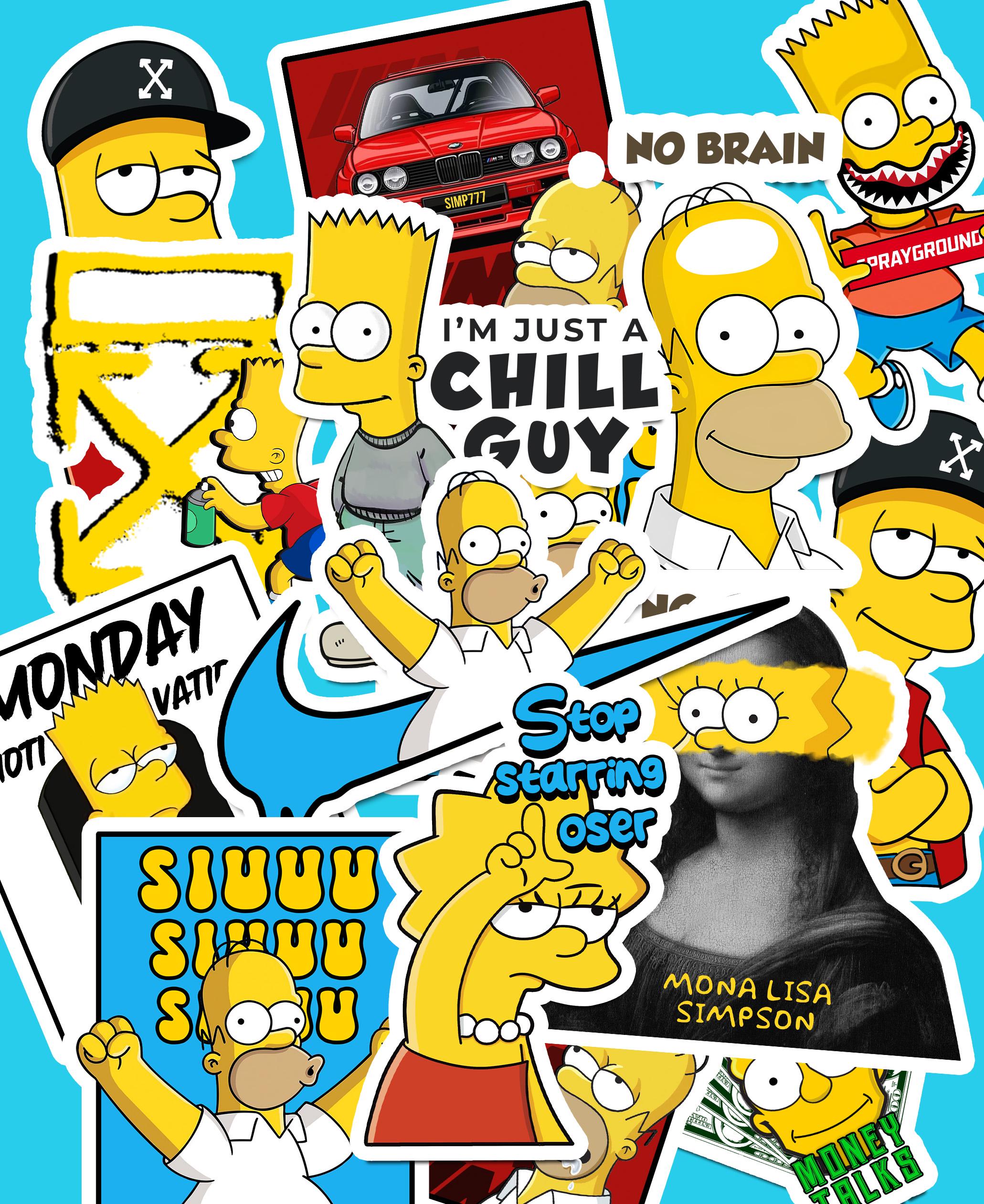 Simpson Vector Sticker Cute Simpsons Stickers | Pack of 12 | Funny Cartoon Vinyl Decals ...