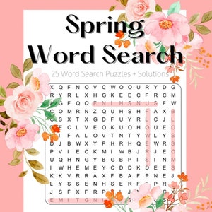 Spring Word Search - 25 Word Puzzles & Solutions - Kid’s and Adult Word Search
