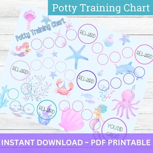 Mermaid Potty Training Chart | Printable Reward Tracker for Toddlers | Fun Under the Sea Theme | Instant Download PDF