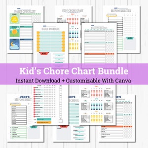 Editable Kids Chore Chart Printable - Customizable Daily Routine for Children - Fun and Interactive Chore Tracker - Instant Download