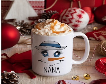 customize snowman face mug, personalized hot chocolate mugs, funny coffee mugs, 15 oz Premium Quality