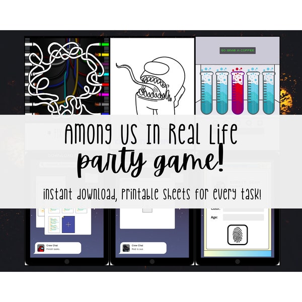 Instant Download Among Us Real Life Party Game Fun Activity for Kids Family Birthday Party