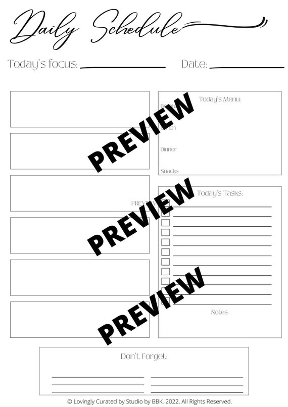 Daily Schedule Planner Printable Plain Background - Etsy