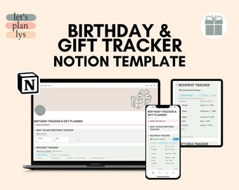 Birthday Tracker & Gift Planner Notion Template, Gift Idea Organizer, Birthday Reminder Dashboard, Birthday Planning, Digital Holiday, 2023