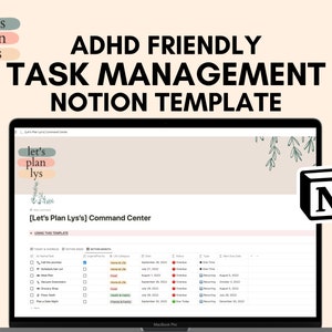 ADHD Digital Planner Notion Template, 2023 Life Planning Notion Dashboard for Neurodivergents, Task Management System, Habit Tracker