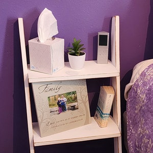 Ladder Display Shelf, Bedside table, Decorative Nightstand, Leaning Plant Stand, Small Bathroom Ladder, Decorative Bookshelf