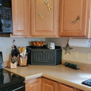 Corner Solid Wood Bread Box, wood breadbox, Corner Breadbox, Country Breadbox, Farmhouse Breadbox