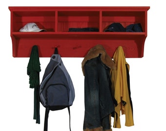 Solid Wood Cubby Shelf, Storage Shelf, Entryway Shelving, Coat Storage, Mudroom Shelf, Coat Rack