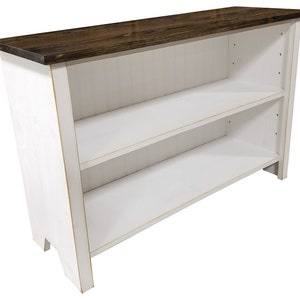 Shaker style low Bookcase with Adjustable Shelves, Shaker style Narrow Bookcase with Adjustable Shelves
