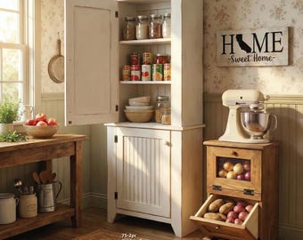 Solid Knotty Pine Kitchen Pantry, Free Standing Storage Unit, Handmade
