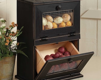 Potato Bin - Rustic Farmhouse Vegetable Bin - Solid Knotty Pine Primitive Kitchen Organization