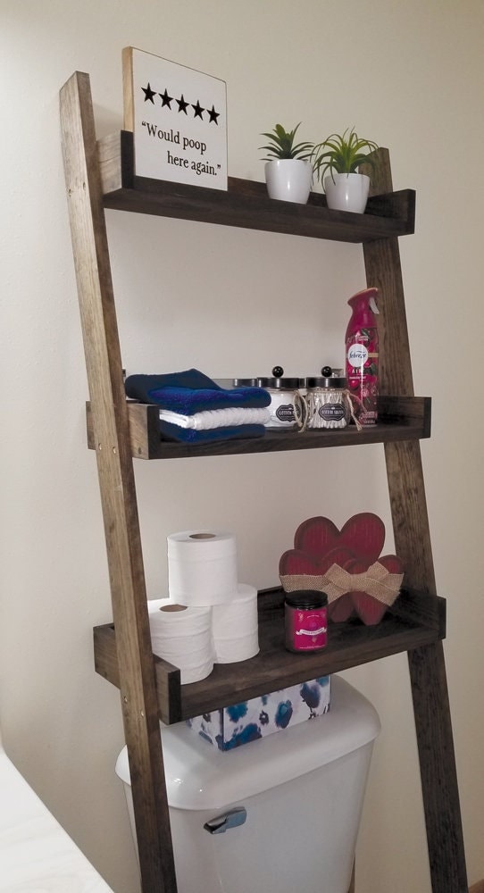 Over the Toilet Ladder Shelf Behind the Toilet Ladder Shelf Etsy