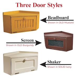 Solid Wood Corner Bread Box, Country Farmhouse Decor afbeelding 5