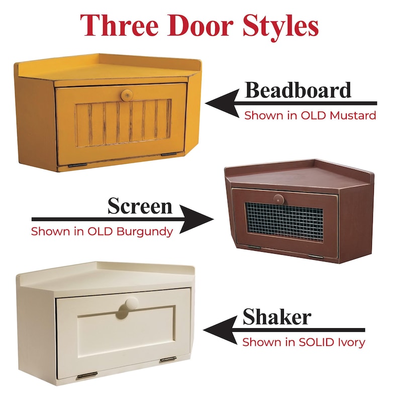 Solid Wood Corner Bread Box, Country Farmhouse Decor afbeelding 5
