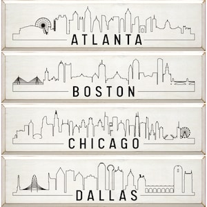 9 x 36&quot; City Skyline Wood Sign