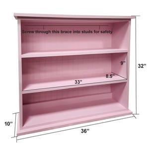Children's Three Shelf Bookcase, Solid Wood Bookcase, Hall Bookcase, Kid's Bookcase Solid Baby Pink