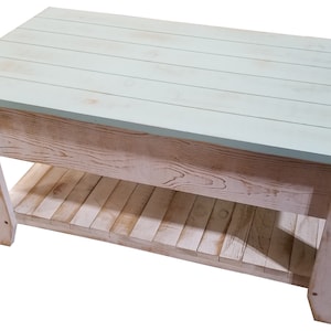 Solid Wood Coastal Coffee Table with Slat bottom, Beach Table, Slatted Table, Distressed Coffee Table, Sea Side Coffee Table, Lake