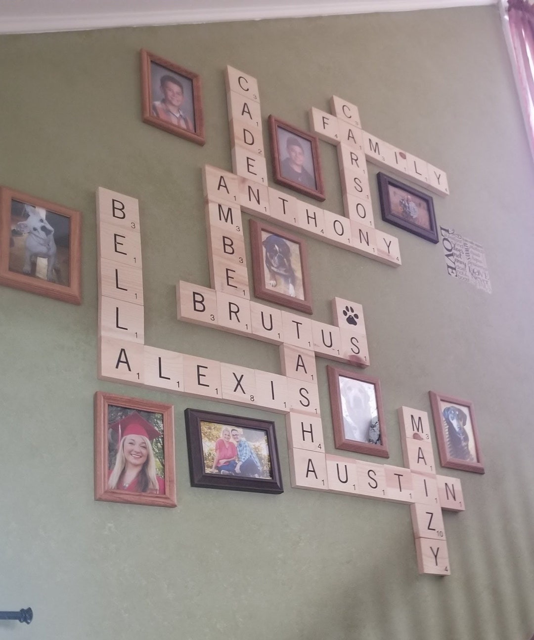 3 Scrabble Wall Tiles, Scrabble Wall Letters, Scrabble, Family Scrabble