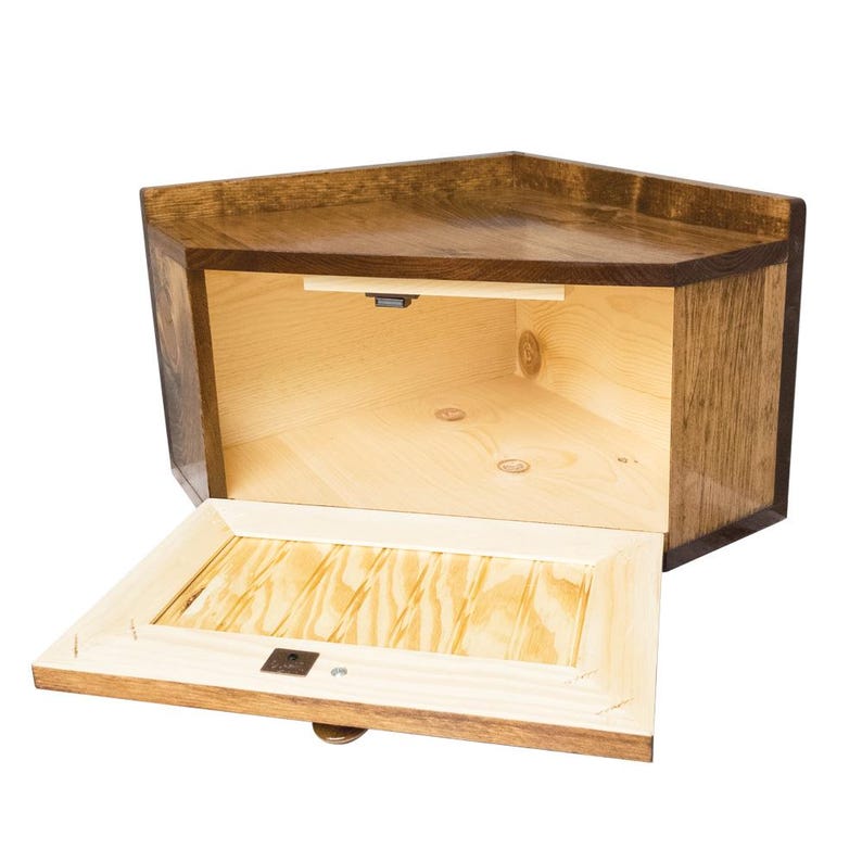 Solid Wood Corner Bread Box, Country Farmhouse Decor afbeelding 9