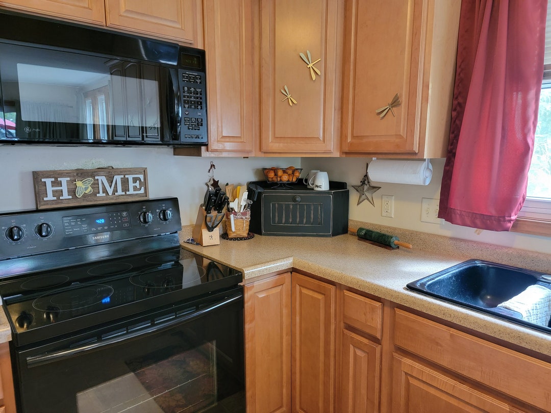 Corner Solid Wood Bread Box, Wood Breadbox, Corner Breadbox, Country