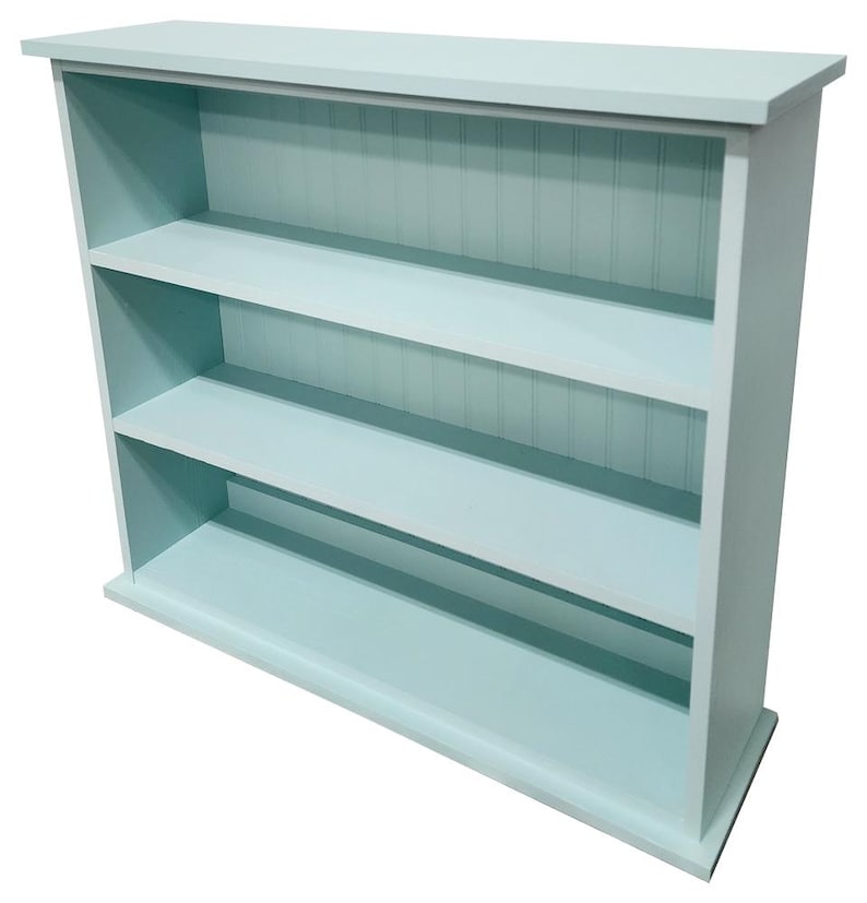 Children's Three Shelf Bookcase, Solid Wood Bookcase, Hall Bookcase, Kid's Bookcase Solid Baby Aqua