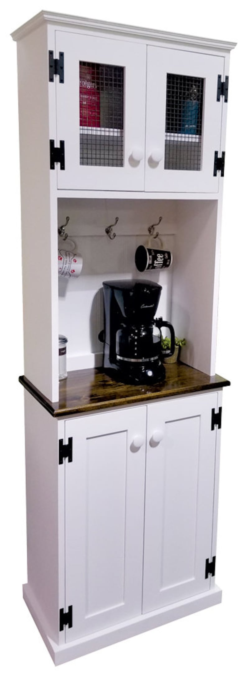 Coffee Bar, Coffee Bar Cabinet, Coffee Armoire, Coffee Cupboard, Beverage Station, Coffee Station, Kitchen Hutch, Pantry Cupboard Solid Cottage White