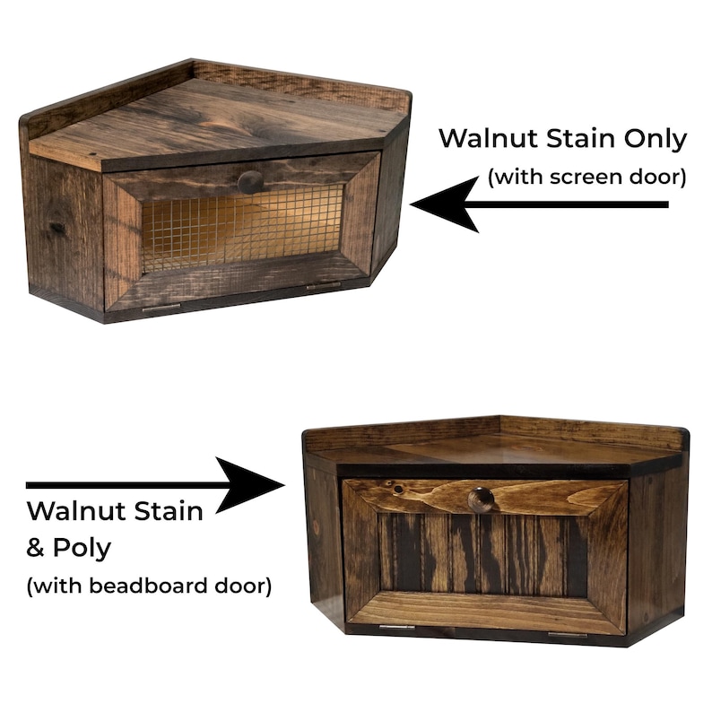 Solid Wood Corner Bread Box, Country Farmhouse Decor afbeelding 16