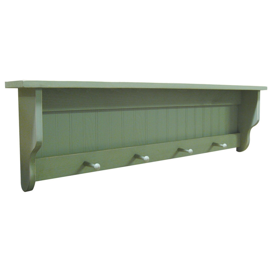 Solid Wood Wall Shelf With Pegs 4 Foot, Peg Shelf, Coat Rack, Towel